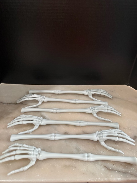 Other - Gray Plastic Halloween Skeleton Hands Arms Bones Salad Tossers Servers Goth
